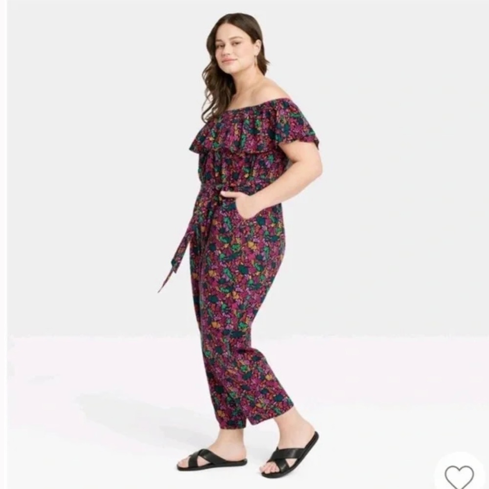 Ava & Viv™ Women's Plus Size Ruffle Short Sleeve Jumpsuit